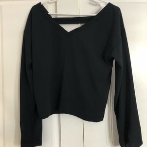 Black open back blouse